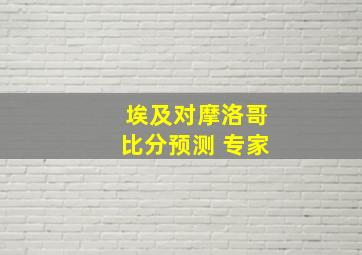 埃及对摩洛哥比分预测 专家